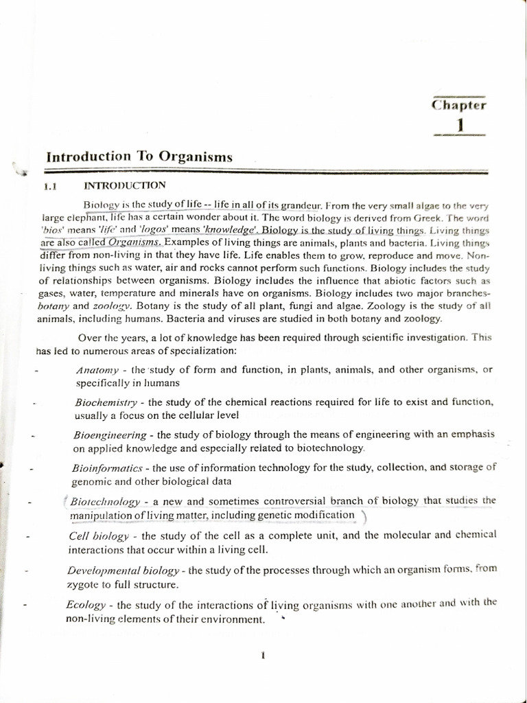 Biology Unit 1 - Introduction To Biology | PDF