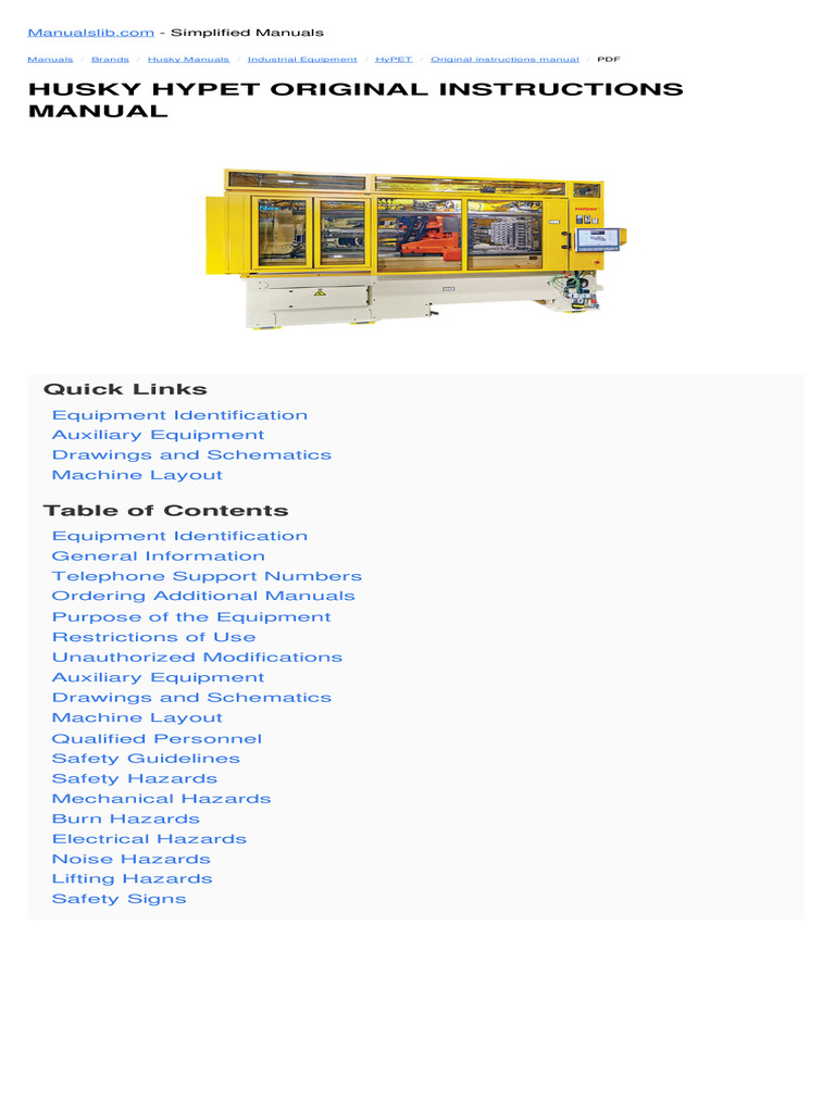 Husky HyPET Injection Molding Manual | PDF | Water | User (Computing)