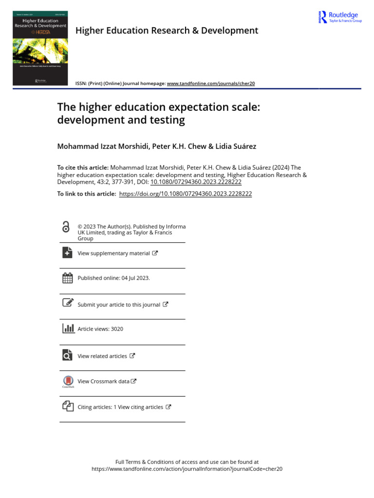 Higher Education Expectation Scale Insights | PDF | Validity ...