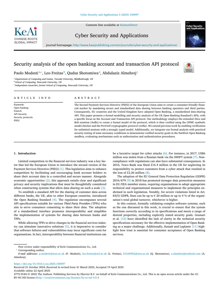 Open Banking API Security Analysis | PDF | Transport Layer Security ...