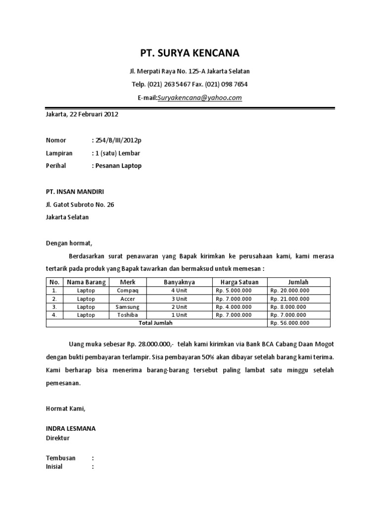 Surat Pesanan Surat Pesanan