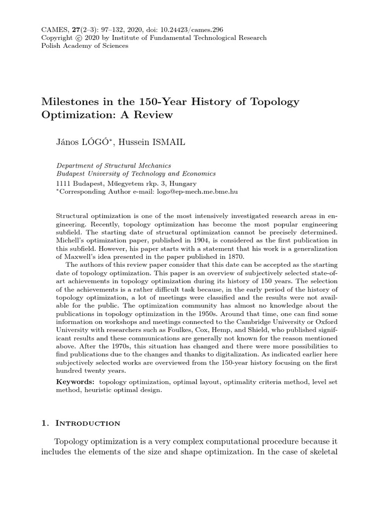 150 Years of Topology Optimization Review | PDF | Mathematical ...