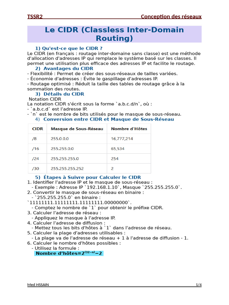 Comprendre le CIDR en Réseaux IP | PDF | Adresse IP | Protocoles réseau