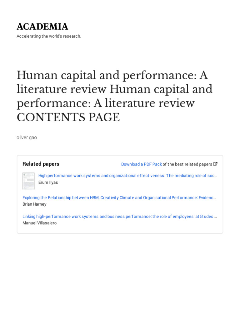 Human Capital and Performance Review | PDF | Human Capital | Capital ...