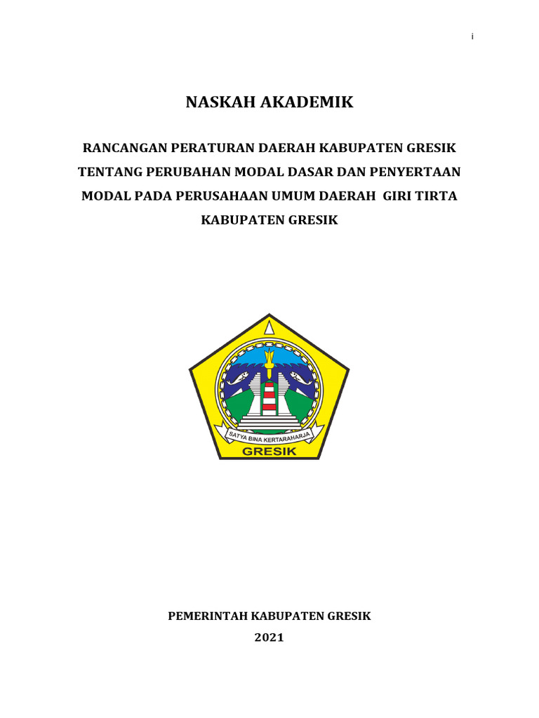 PERDA - 9 - 2021 NASKAH AKADEMIK Tentang Perubahan Modal Dasar Dan ...