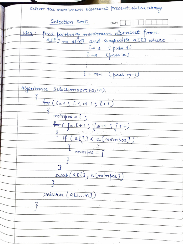 Selection Sort Algorithm Overview | PDF