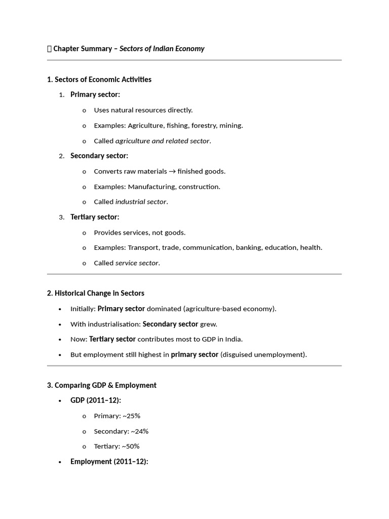 Sectors of Indian Economy | PDF | Employment | Unemployment