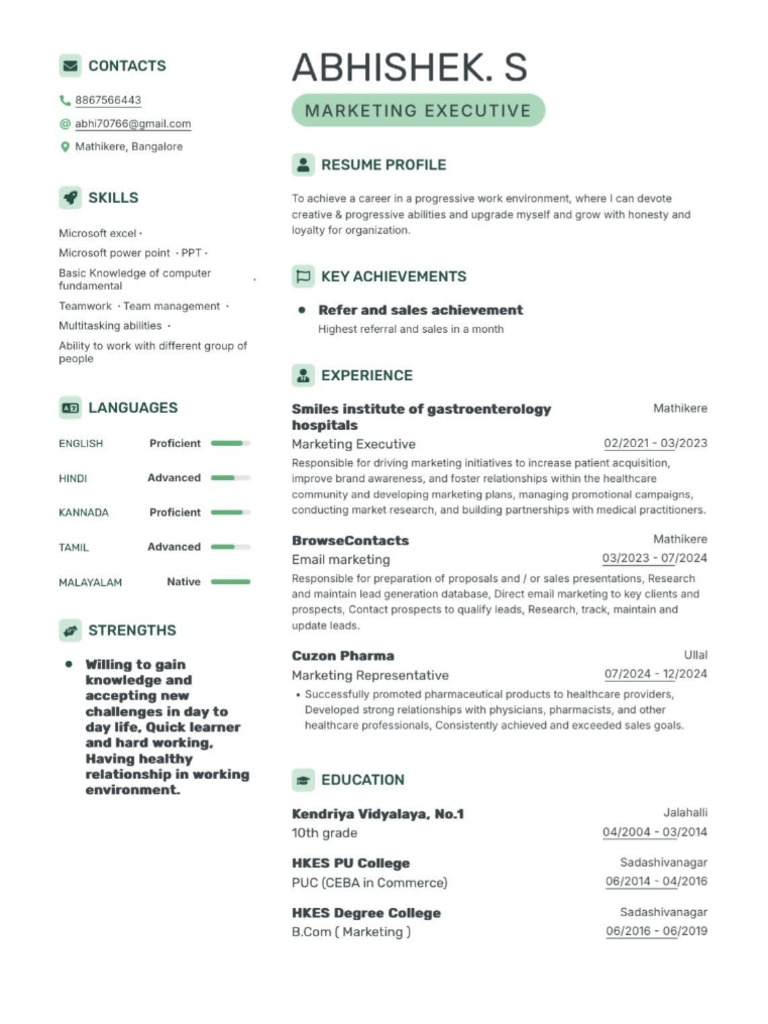Resume Abhishek S | PDF