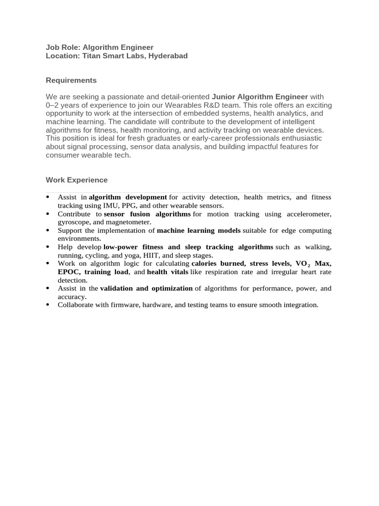 JD - Algorithm Engineer | PDF