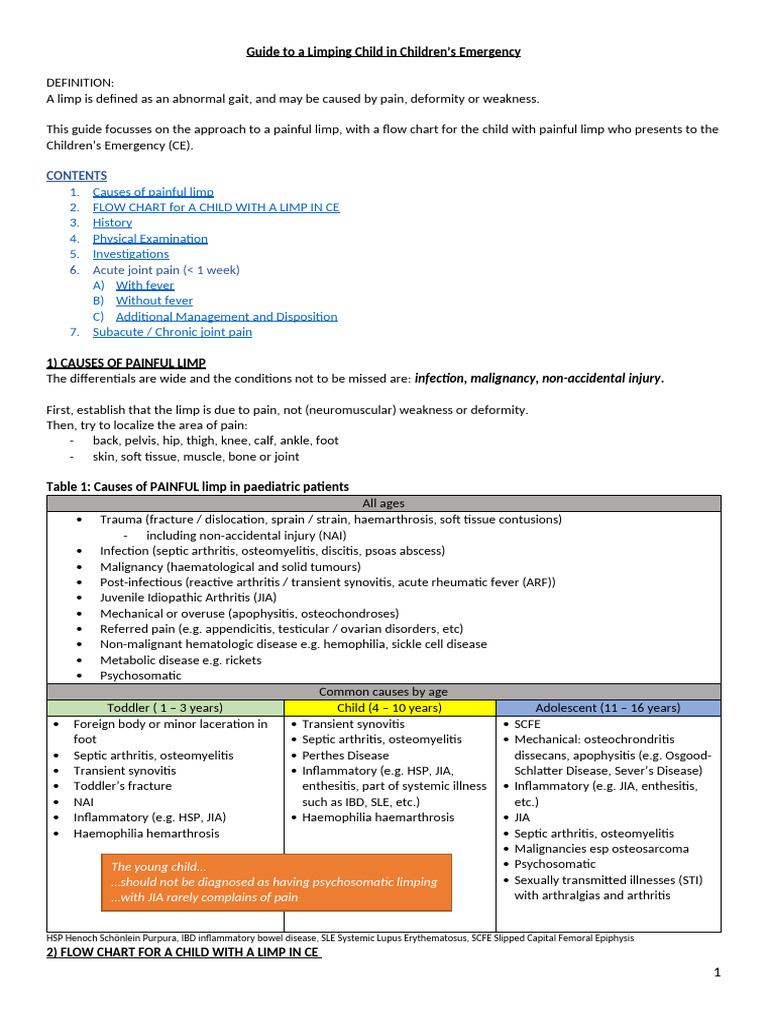 Approach To The Limping Child | PDF | Arthritis | Nonsteroidal Anti ...