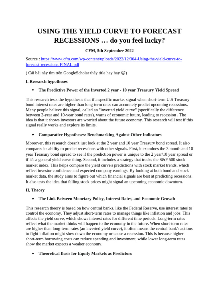 Research of BCAM Group Assignment | PDF | Yield Curve | Recession