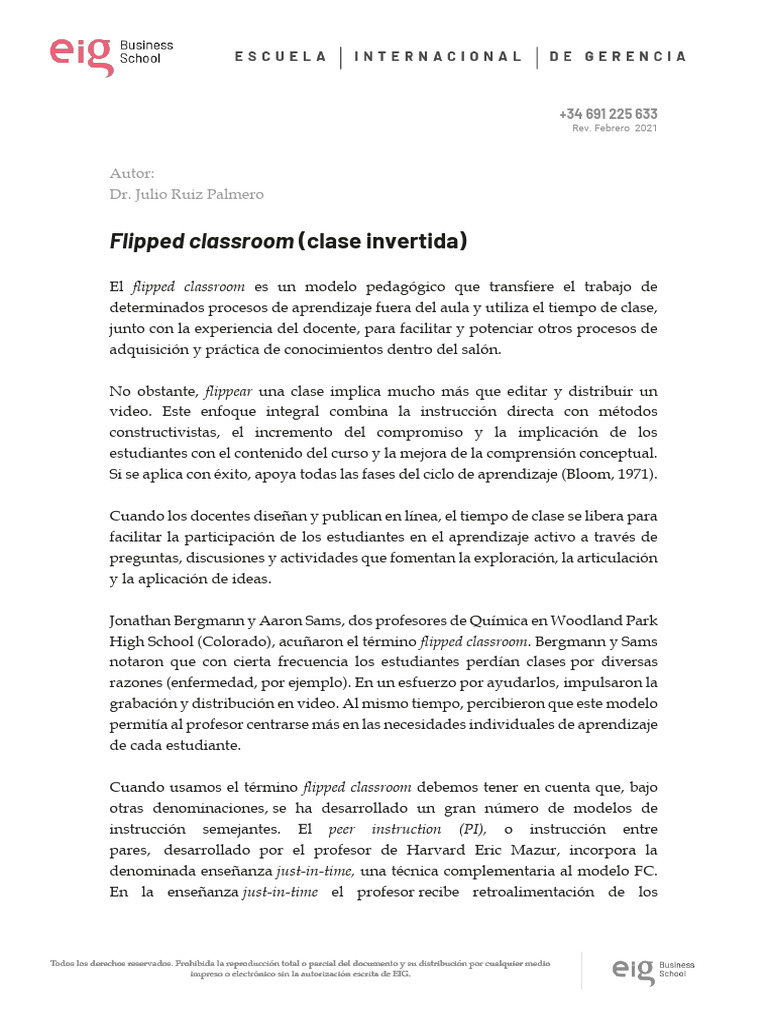 Flipped Classroom (Clase Invertida) | PDF | Enseñando | Aprendizaje