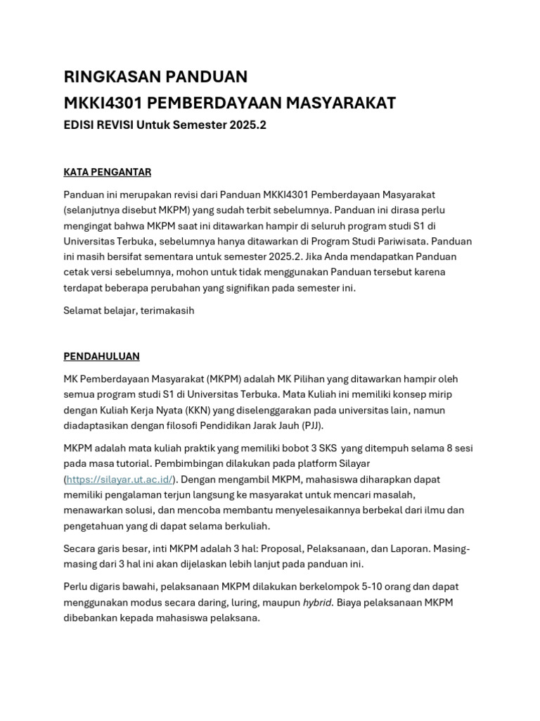 Panduan MKPM Pemberdayaan Masyarakat UT | PDF
