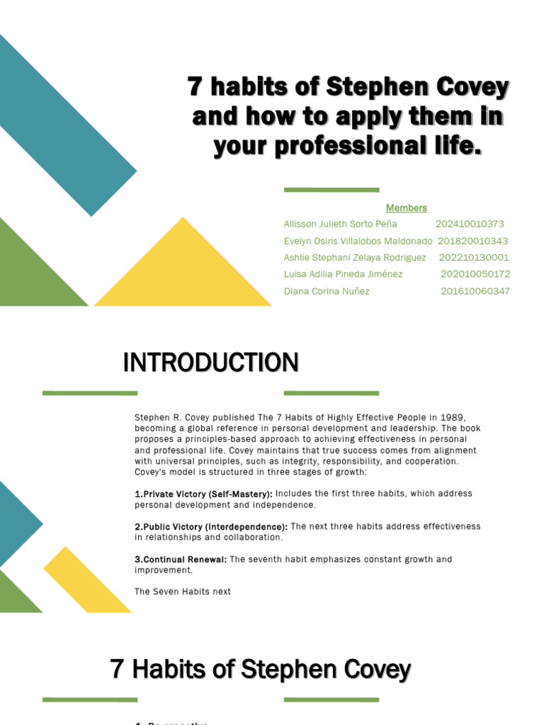Apply Covey's 7 Habits at Work | PDF | Psychology | Behavioural Sciences