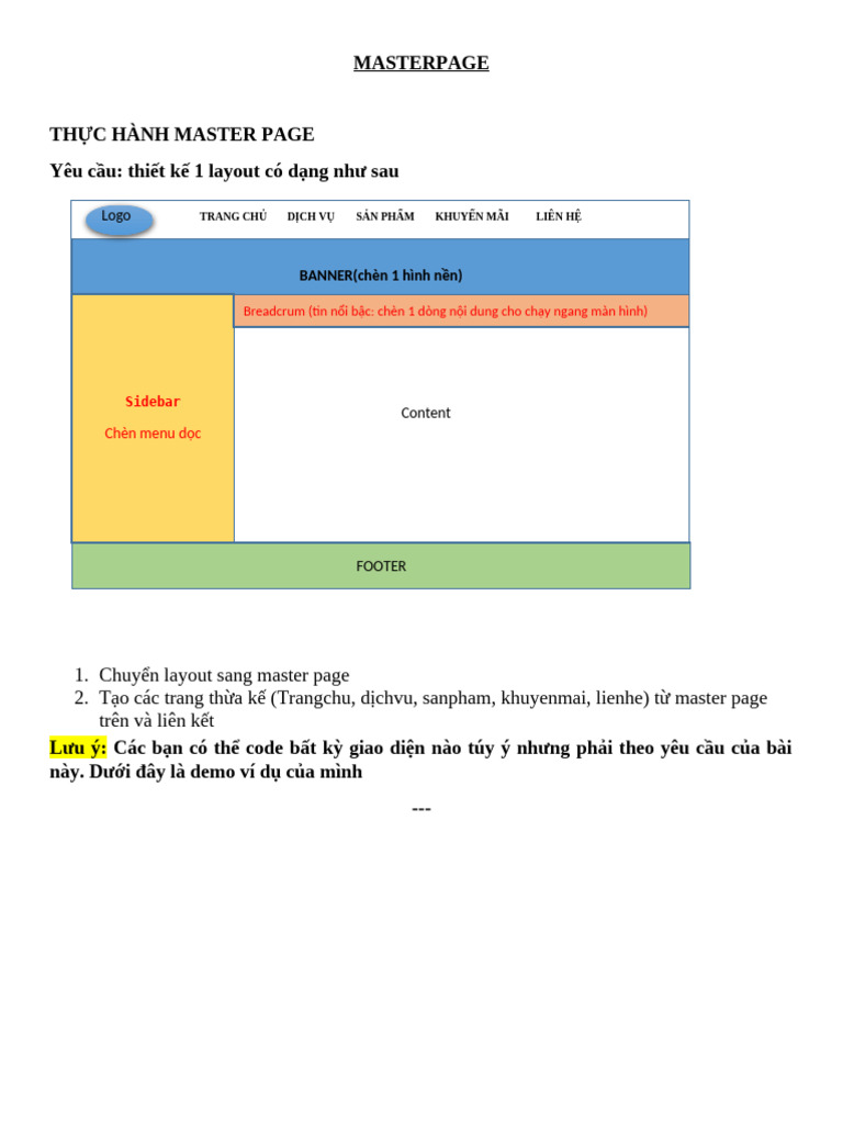 Hướng Dẫn Làm Masterpage | PDF