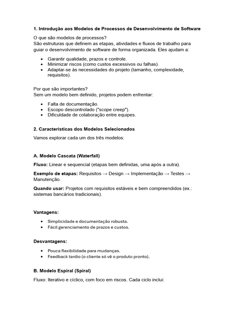 Modelos de Desenvolvimento de Software | PDF | Testes de software ...