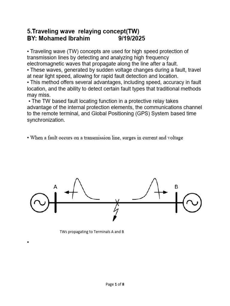 Traveling Wave Relay Fault Locating | PDF | Transmission Line | Waves