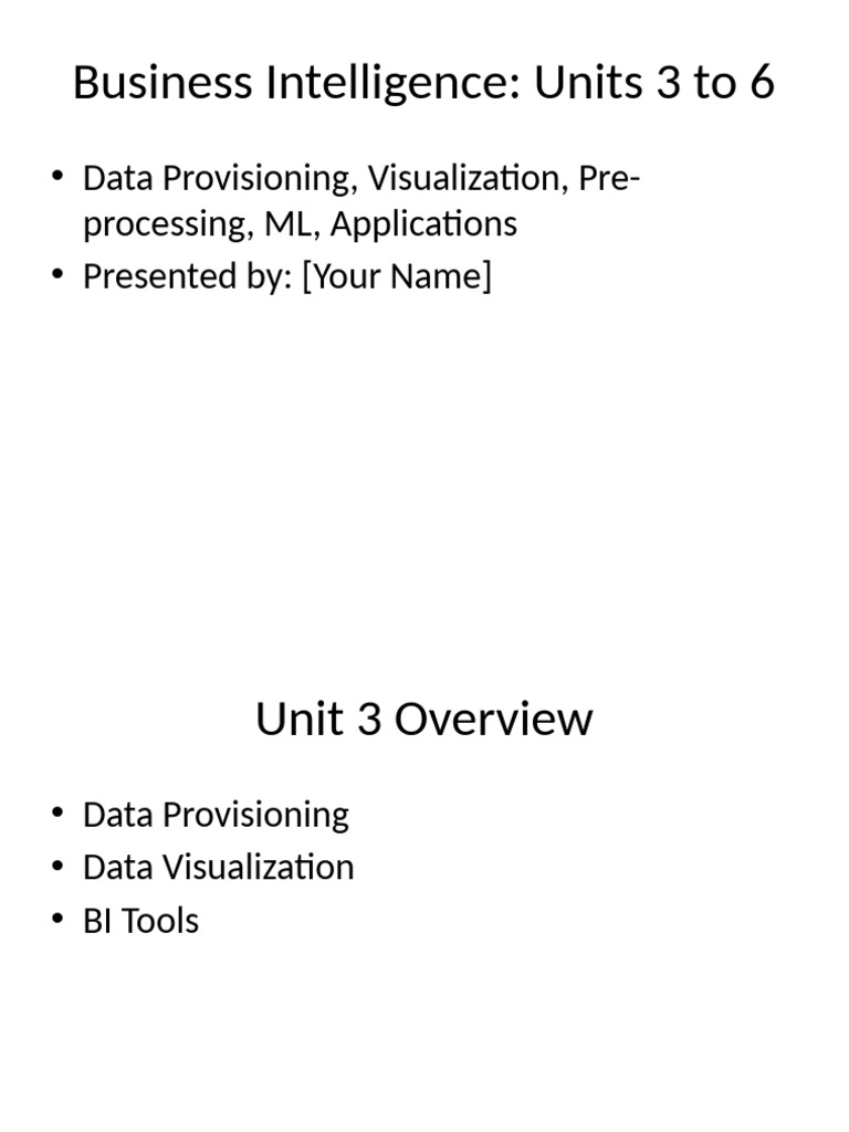 Business Intelligence Units 3-6 Overview | PDF