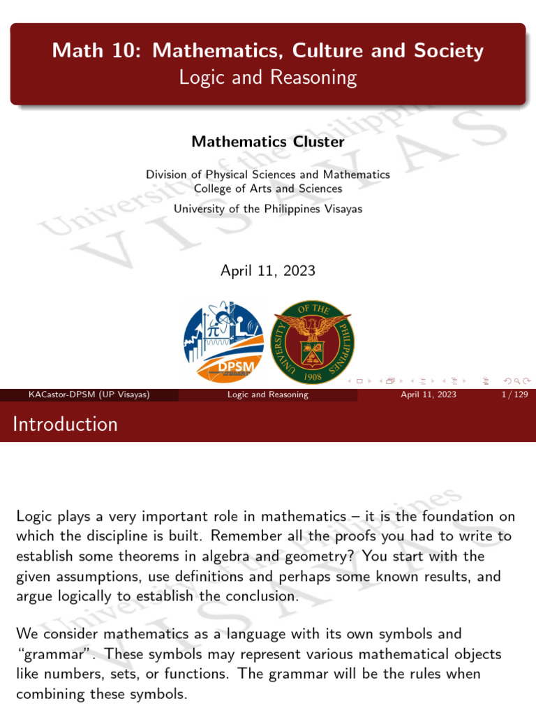 Logic and Reasoning in Mathematics | PDF | Argument | Mathematical Logic