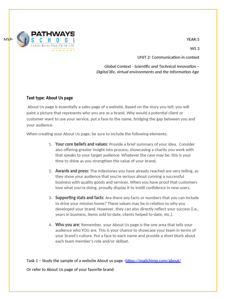 Crafting an Effective About Us Page | PDF | Brand | Communication