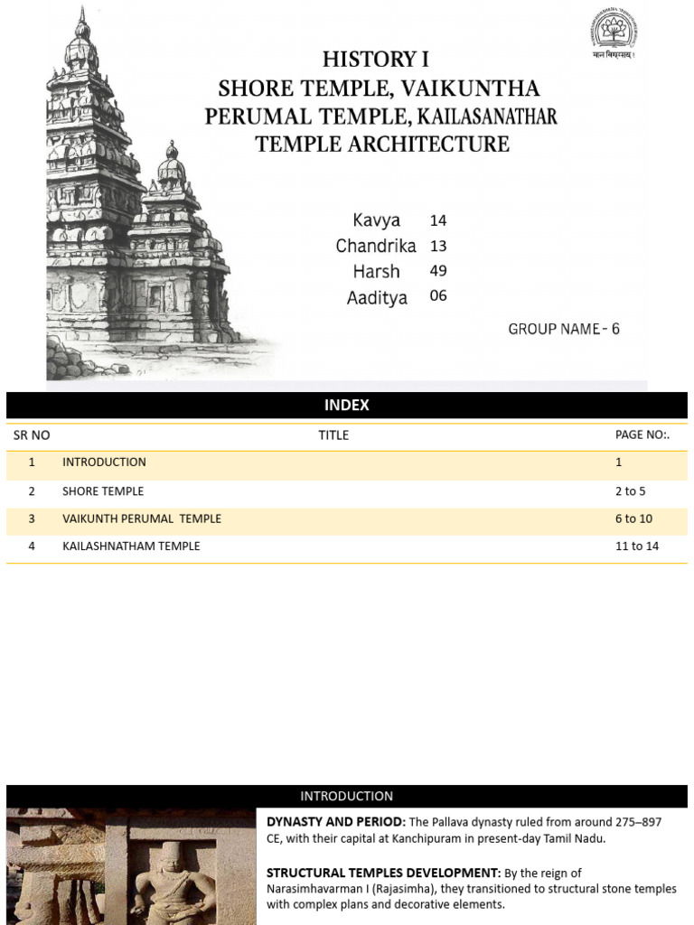 Group-6 Temple Architecture of Pallava Dynasty (1) | PDF
