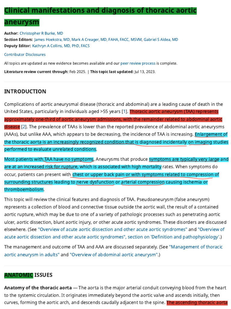 Thoracic Aortic Aneurysm Diagnosis Guide | PDF | Aorta | Medical Imaging