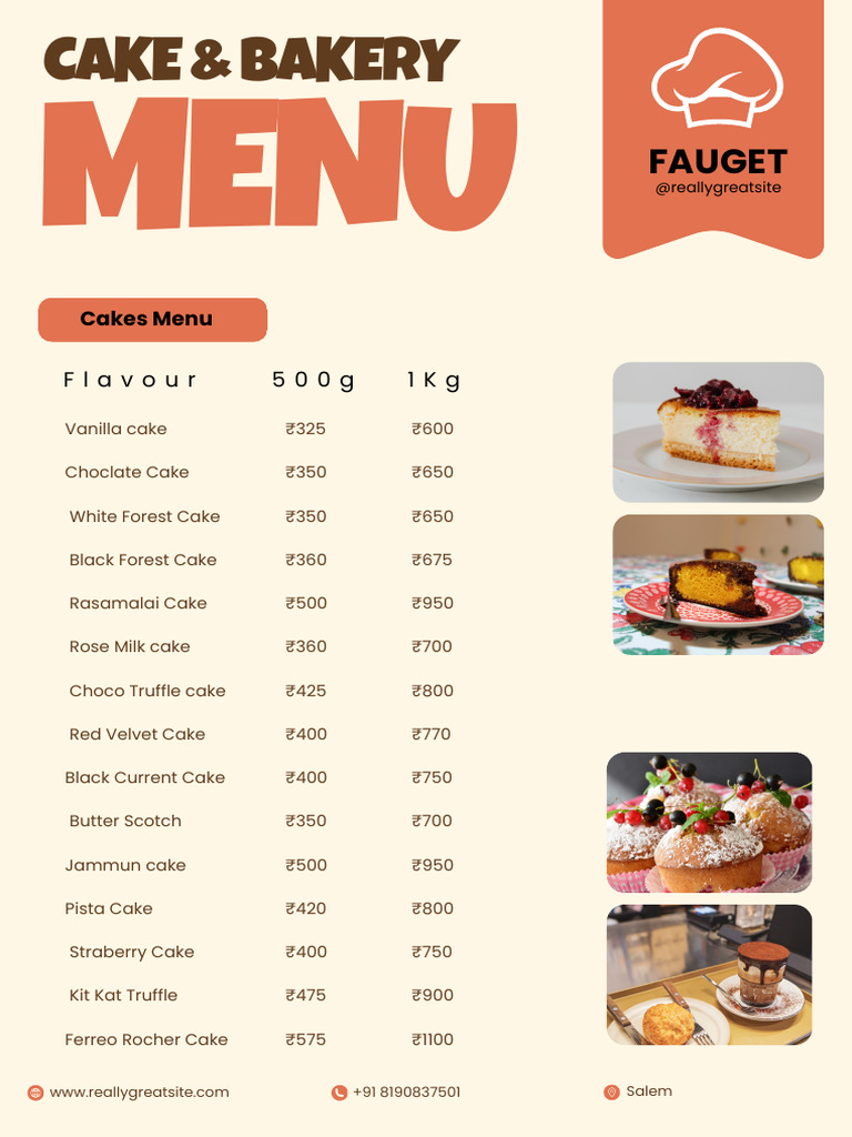 Delicious Cakes and Bakery Menu | PDF | Cakes | Western Cuisine