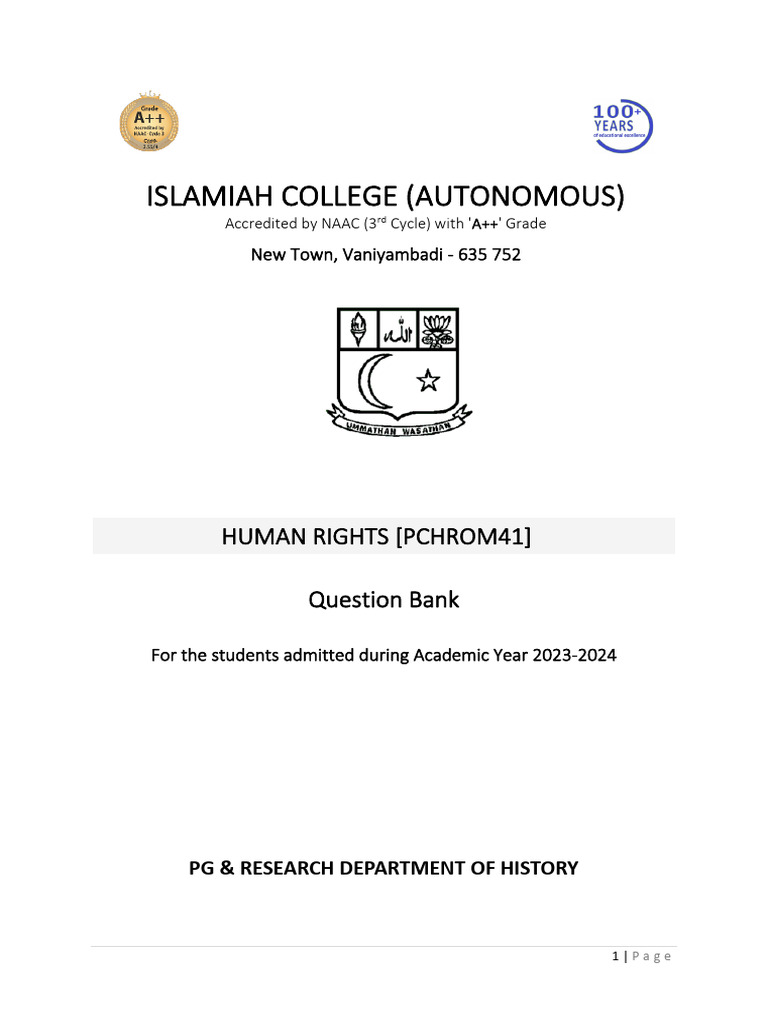 Human Rights Question Bank 2023-24 | PDF | Amnesty International ...