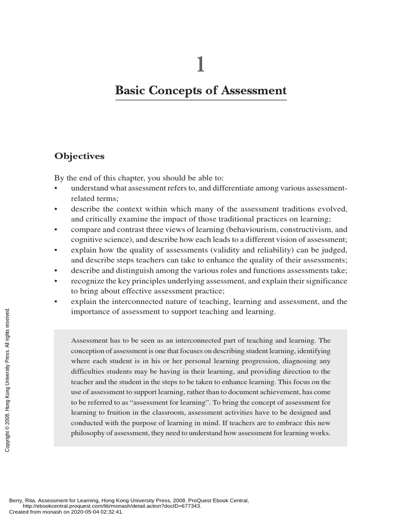 Basic Concepts in Assessment | PDF | Educational Assessment ...