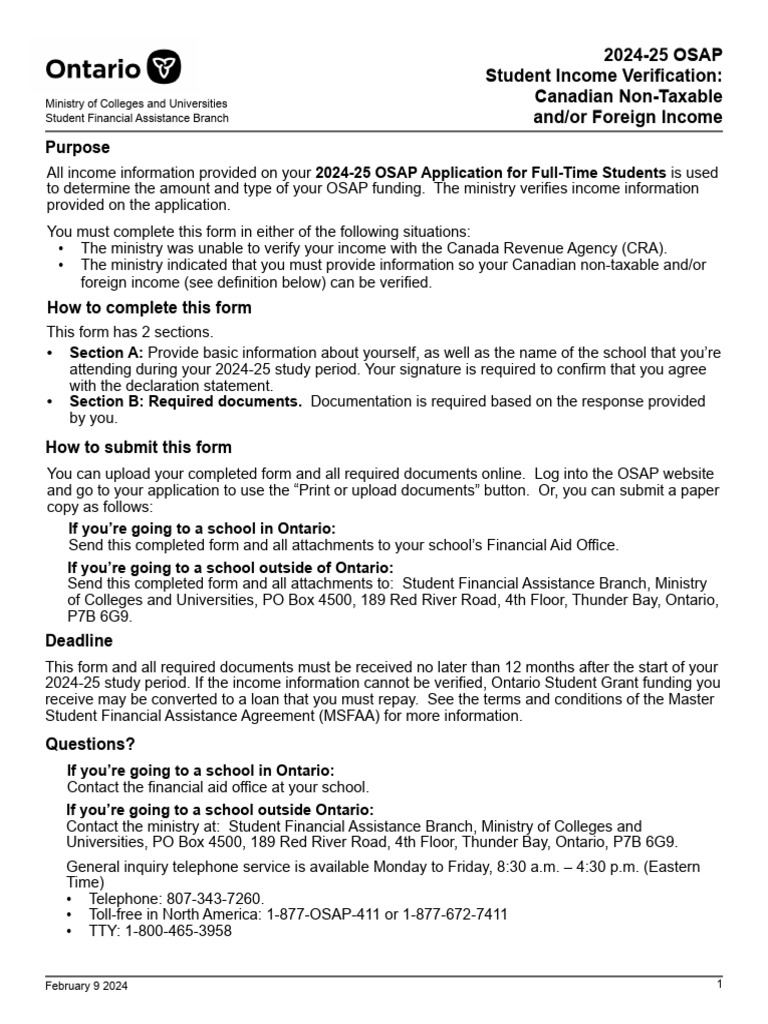 2024-25 OSAP Income Verification Form | PDF | Affidavit | Notary Public
