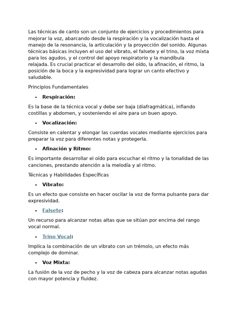 Técnicas Esenciales de Canto Vocal | PDF | Canto | Musicología