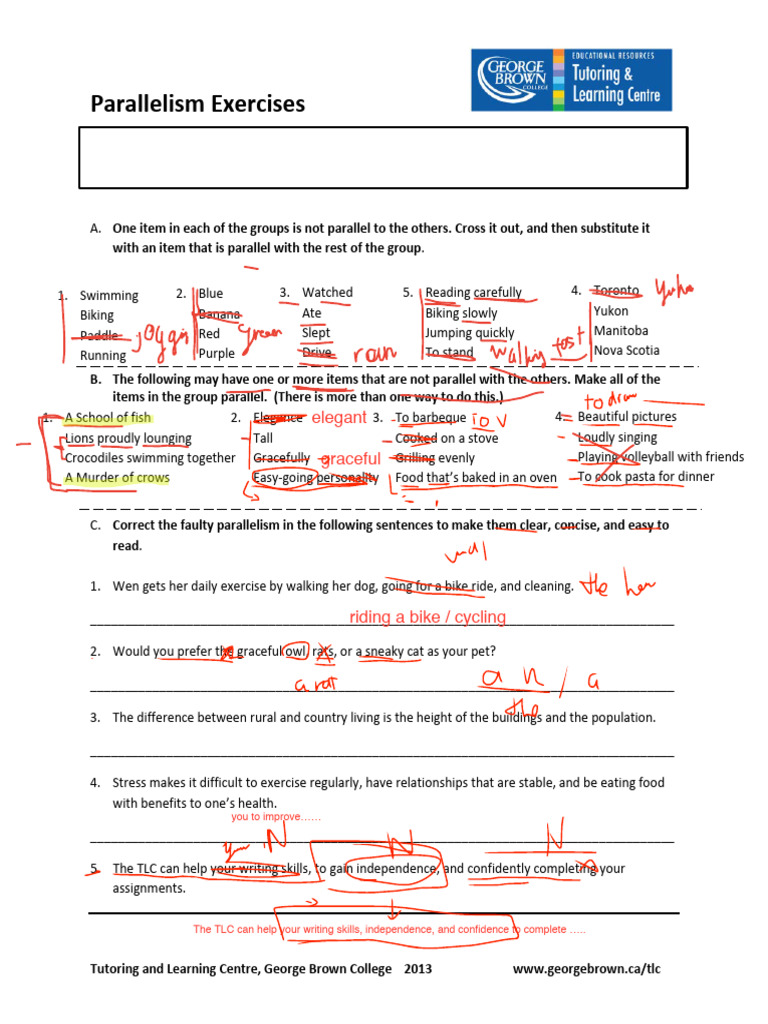 Mastering Parallelism in Writing Exercises | PDF