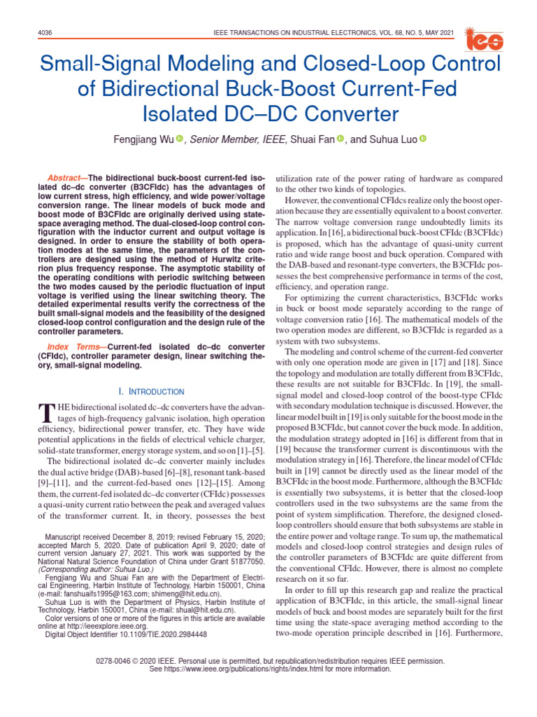 Small-Signal Modeling and Closed-Loop Control of Bidirectional Buck ...
