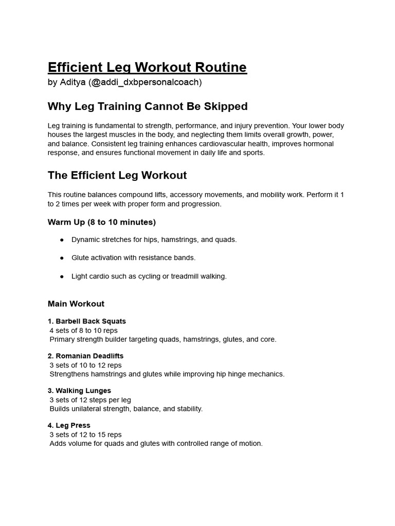 Efficient Leg Workout Routine | PDF