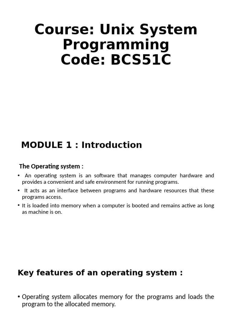 USP Module 1 Ppt-1 | PDF | Operating System | Unix