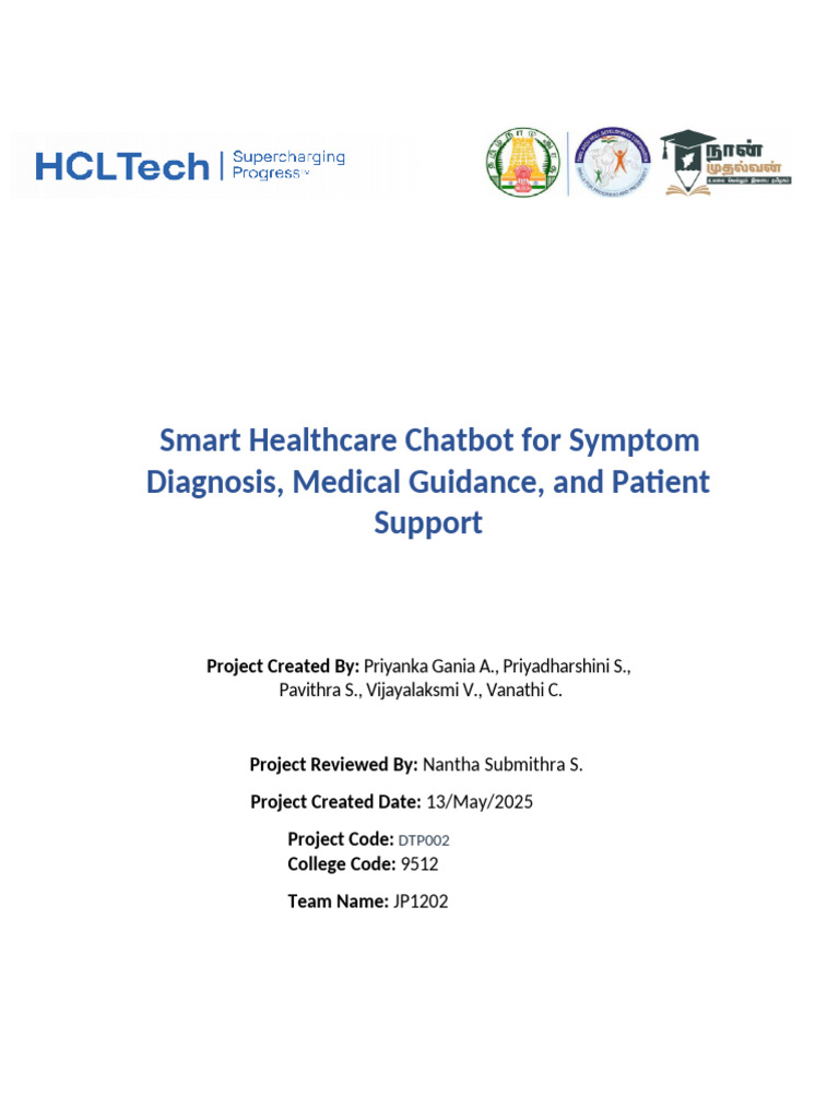 Smart Healthcare Chatbot Documentation | PDF | Software Development ...