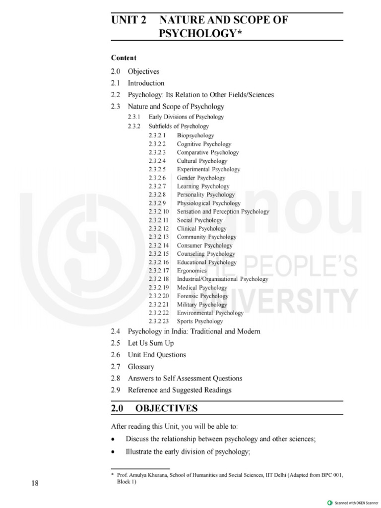 Nature and Scope of Psychology (Unit 01) | PDF