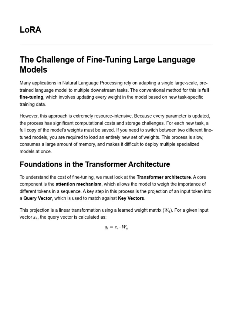 LoRA: Efficient Fine-Tuning for NLP | PDF | Matrix (Mathematics ...