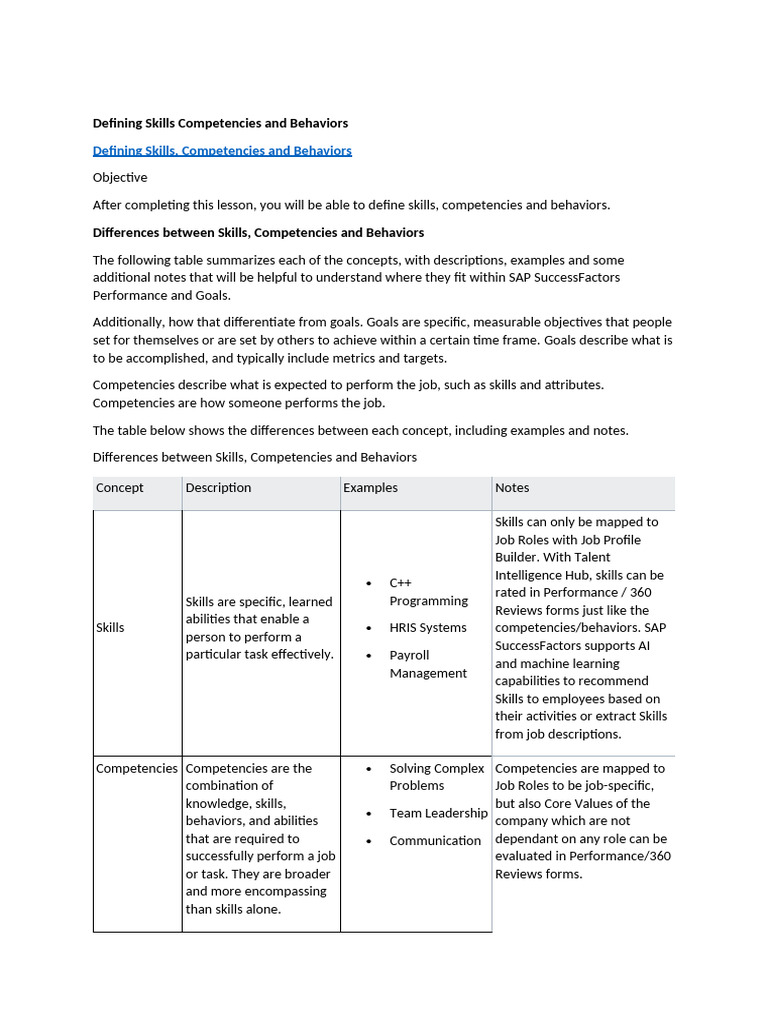 Skills vs Competencies Explained | PDF | Skill | Goal
