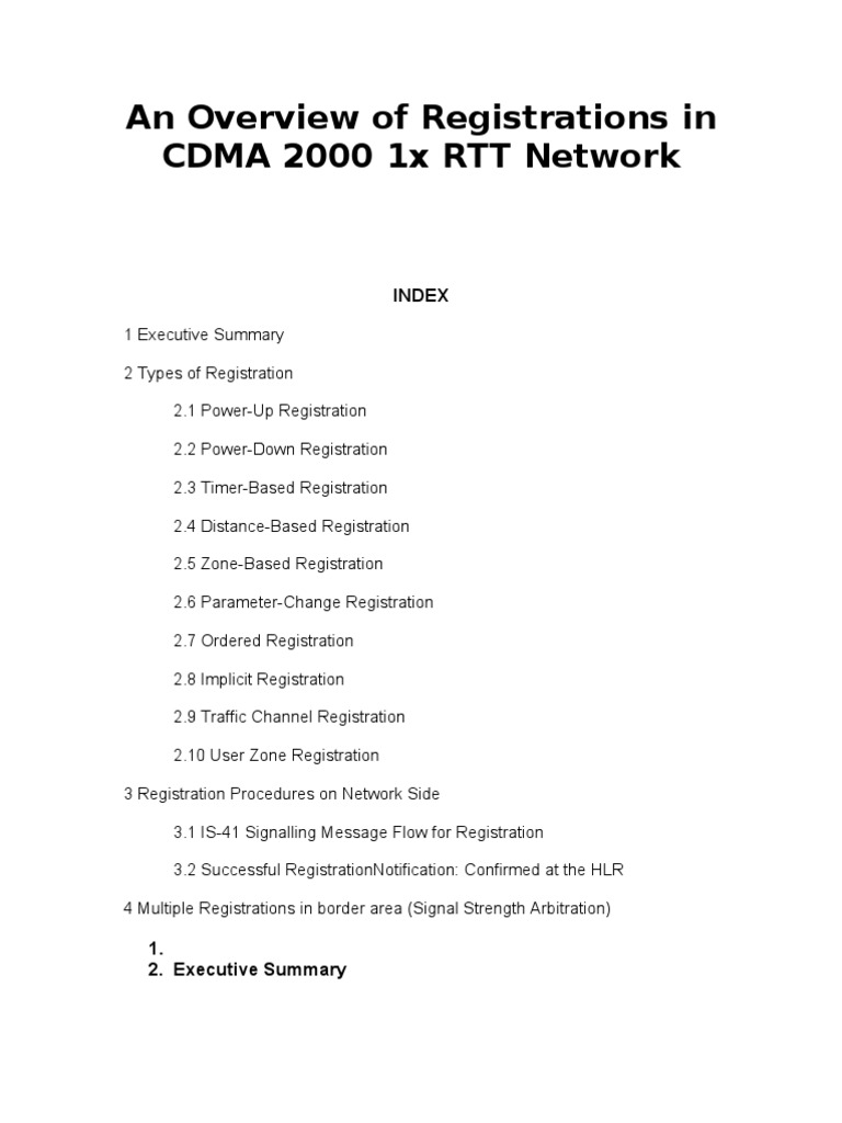 CDMA 2000 1x RTT Registration Overview | PDF | Roaming | Digital Technology