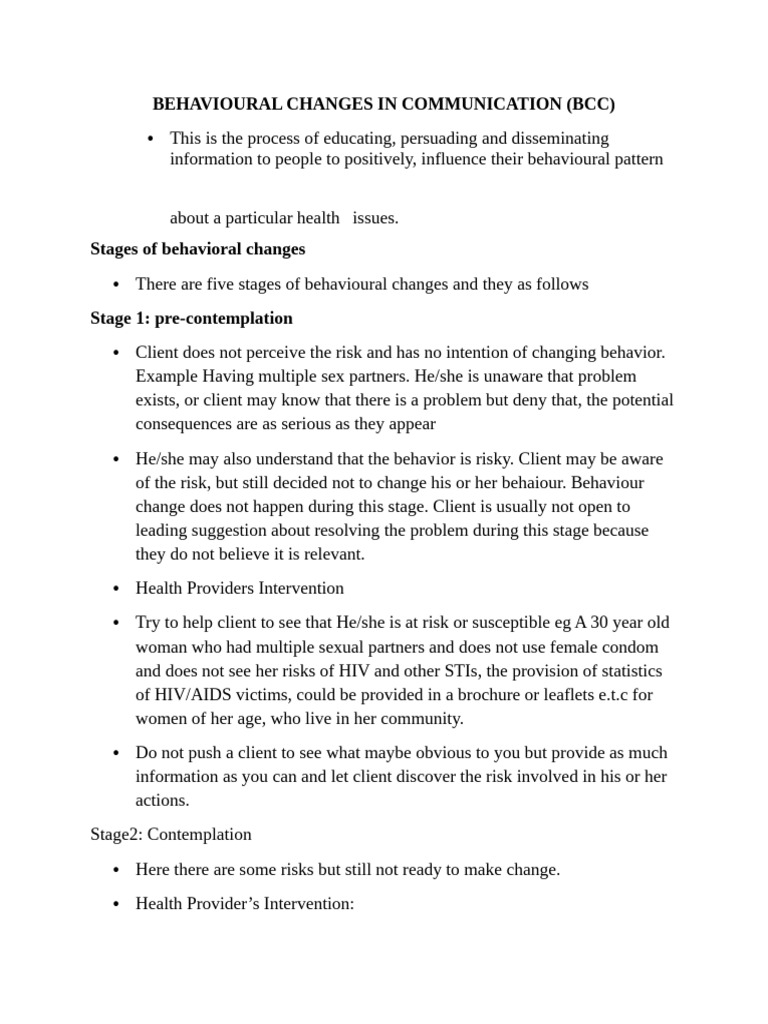 Behavioural Changes in Communication | PDF | Behavior | Relapse