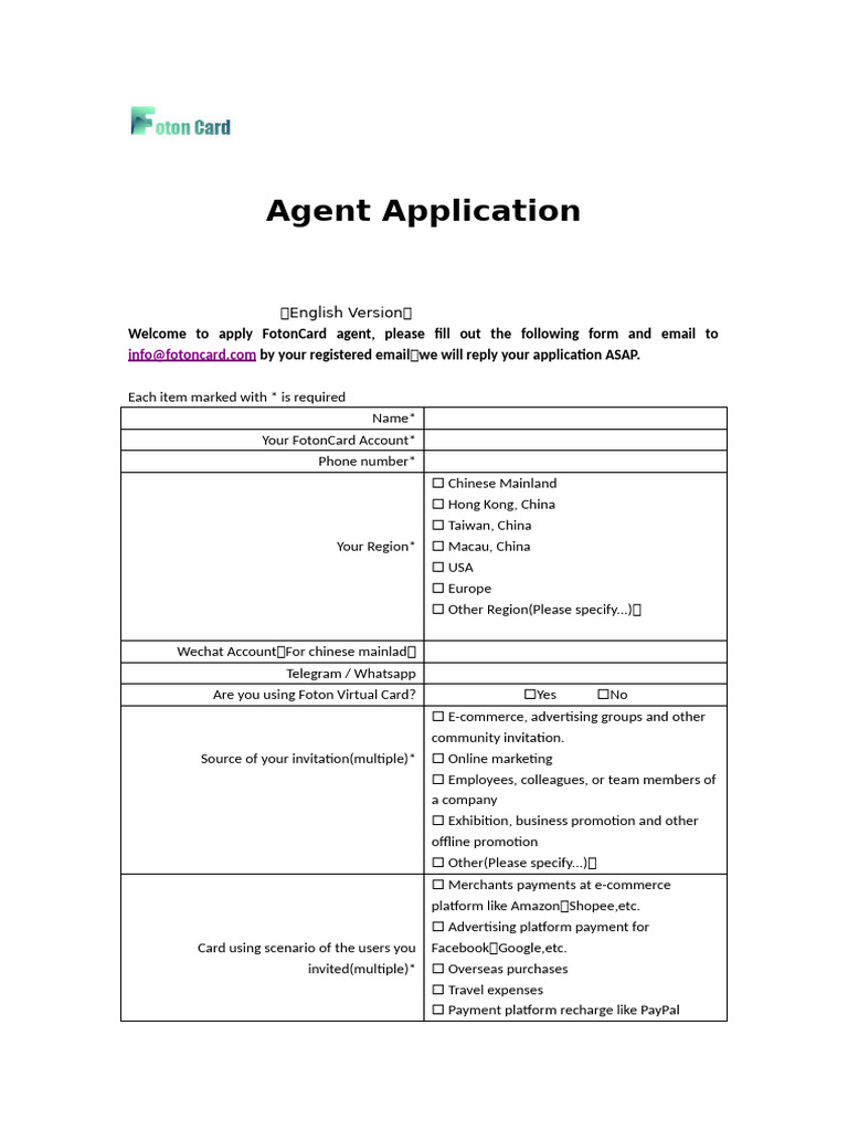 Fot On Agent Application en | PDF