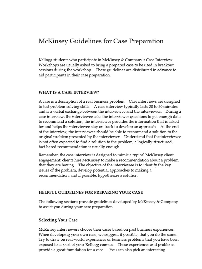 McKinsey Case Interview Prep Guide | PDF | Interview | Market Segmentation