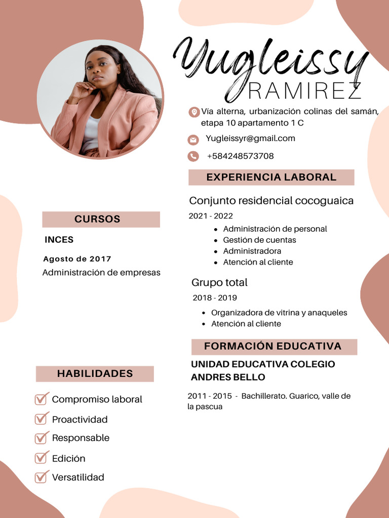 Curriculum CV Resume Profesional Marketing Creativo Rosa - 20250312 ...