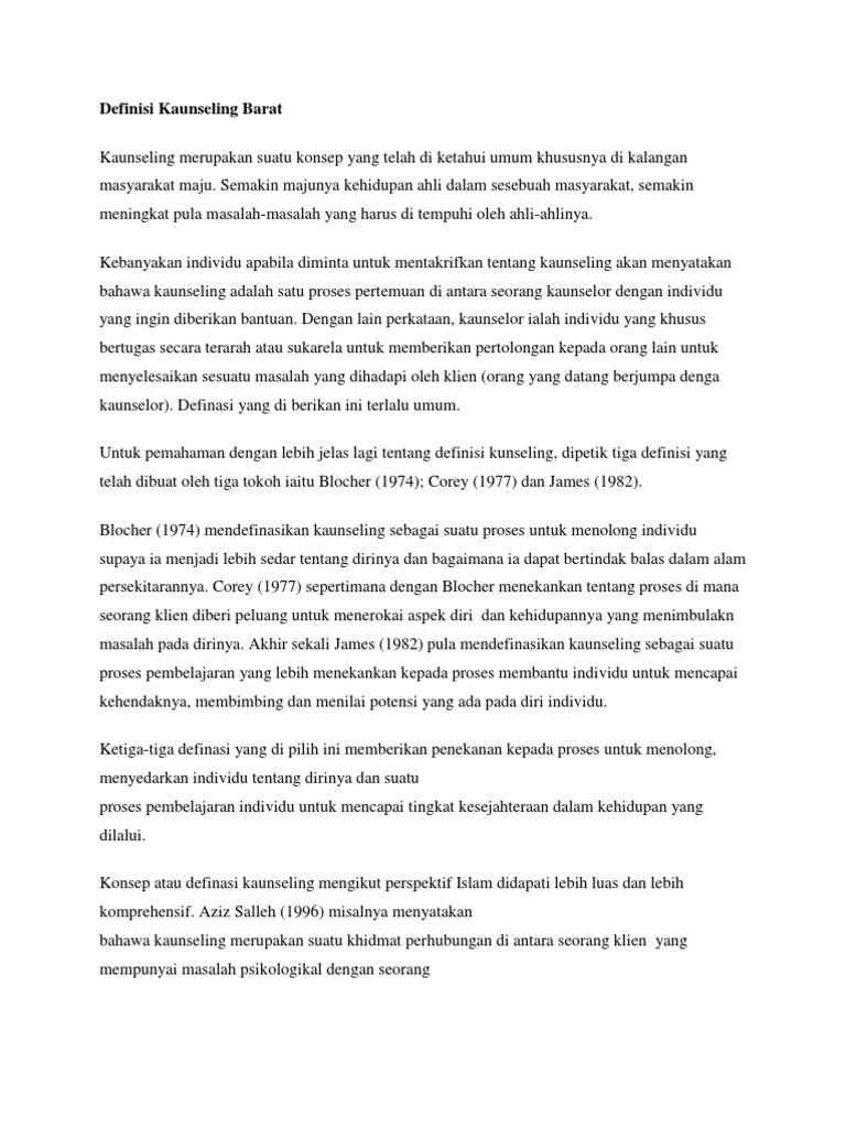 Definisi Kaunseling Barat Pdf