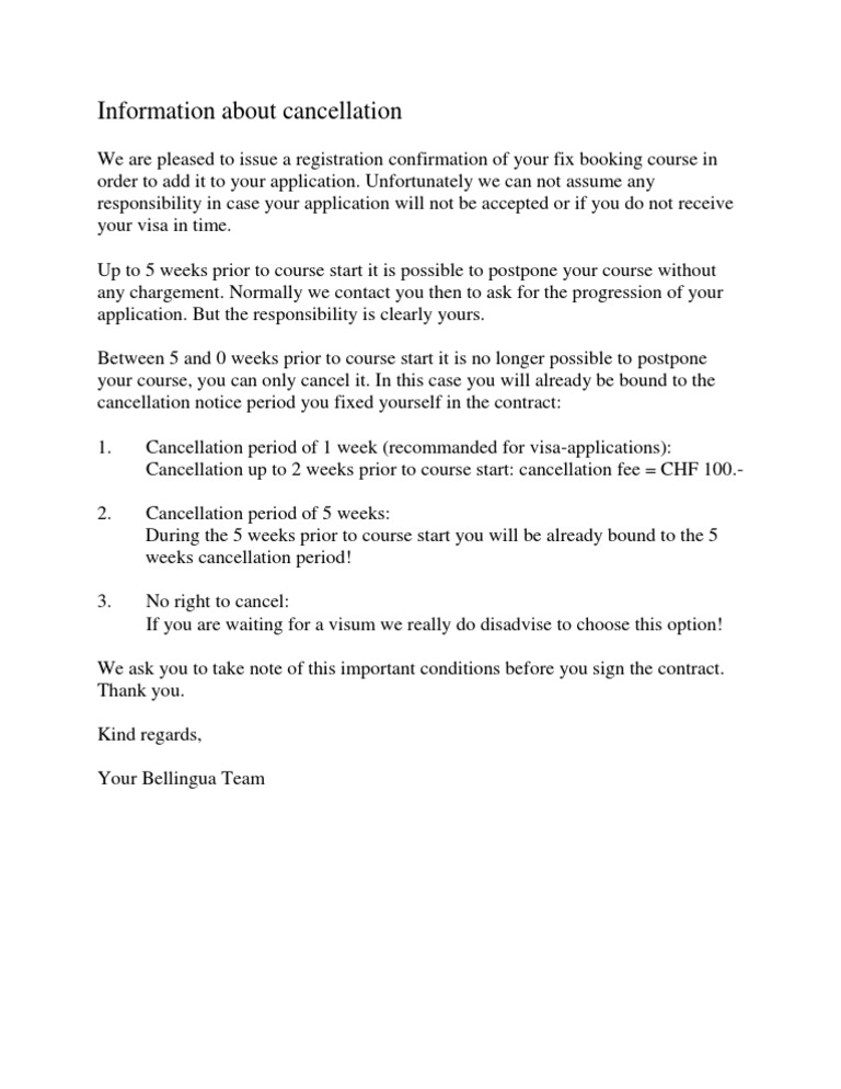 Course Cancellation Policy Overview | PDF | Government | Business