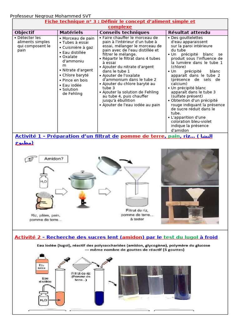 Définition des aliments simples et complexes | PDF | Chlore | Précipité