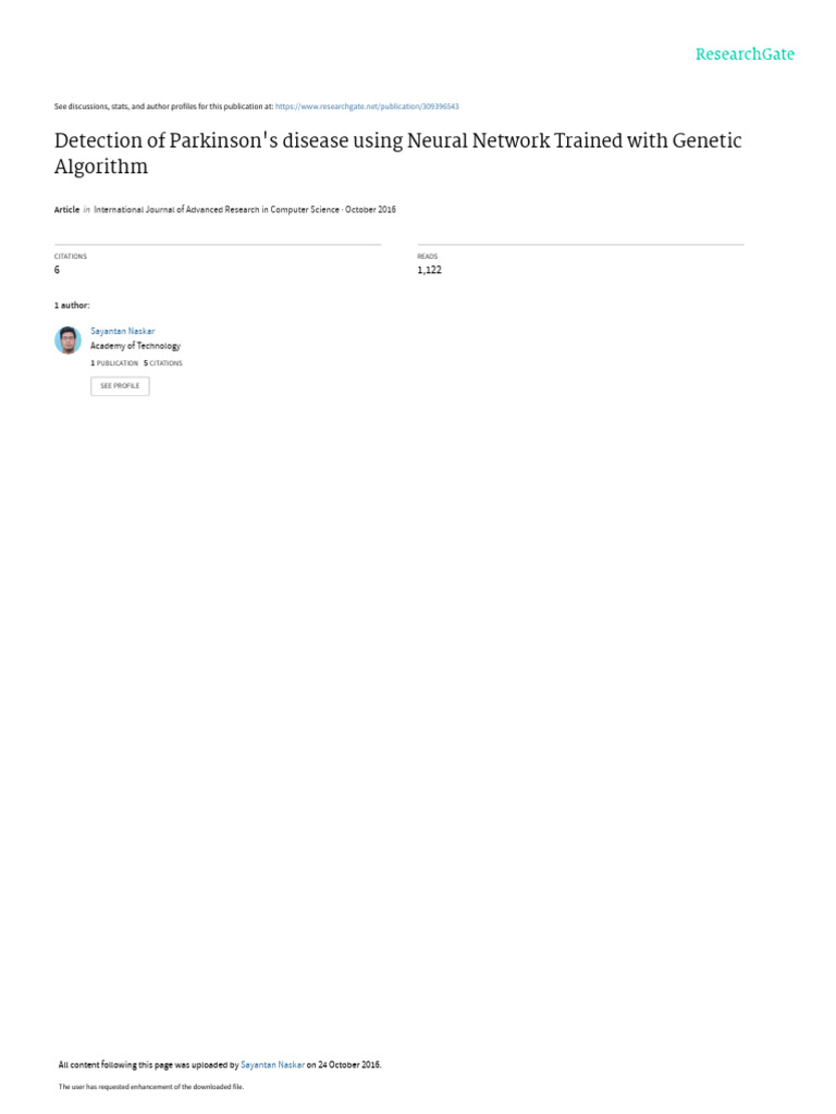 Parkinson's Disease Detection via Neural Networks | PDF | Receiver ...
