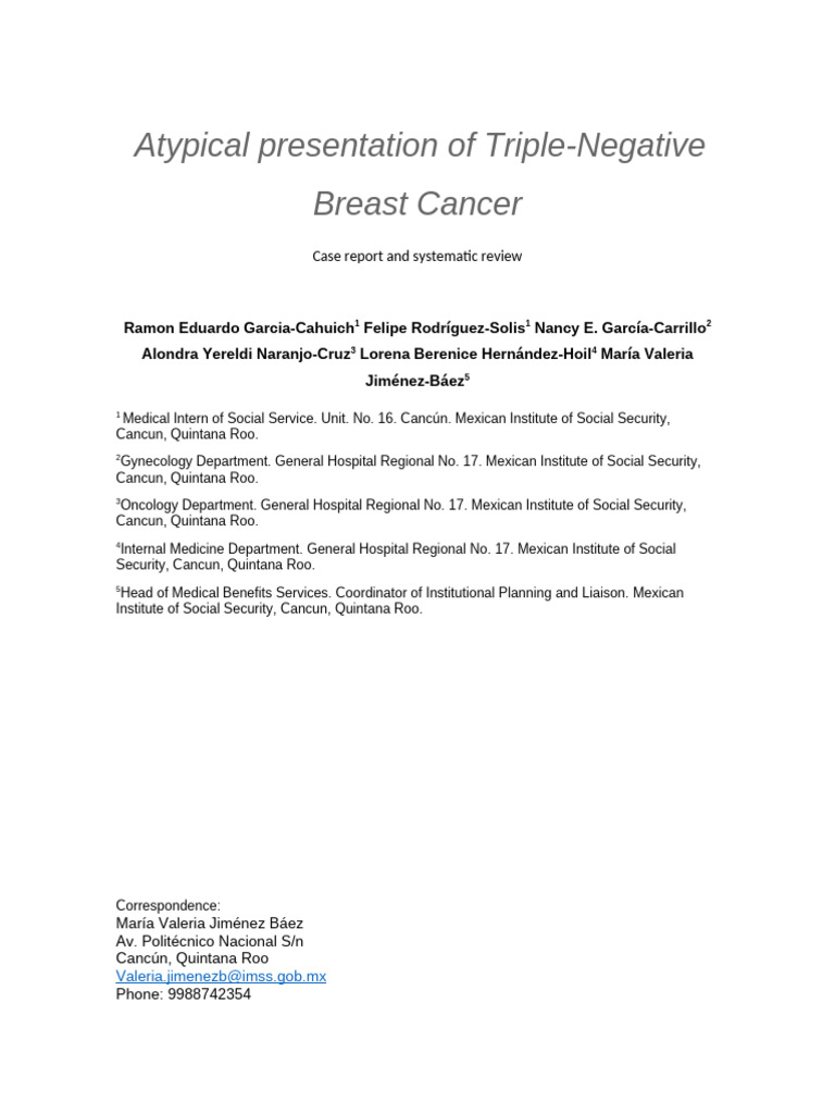 Atypical Presentation of Triple | PDF | Breast Cancer | Mammography