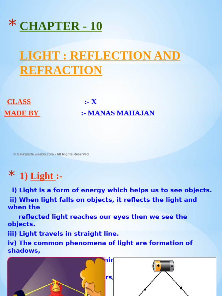 Light Reflection and Refraction Guide | PDF | Sphere | Mirror